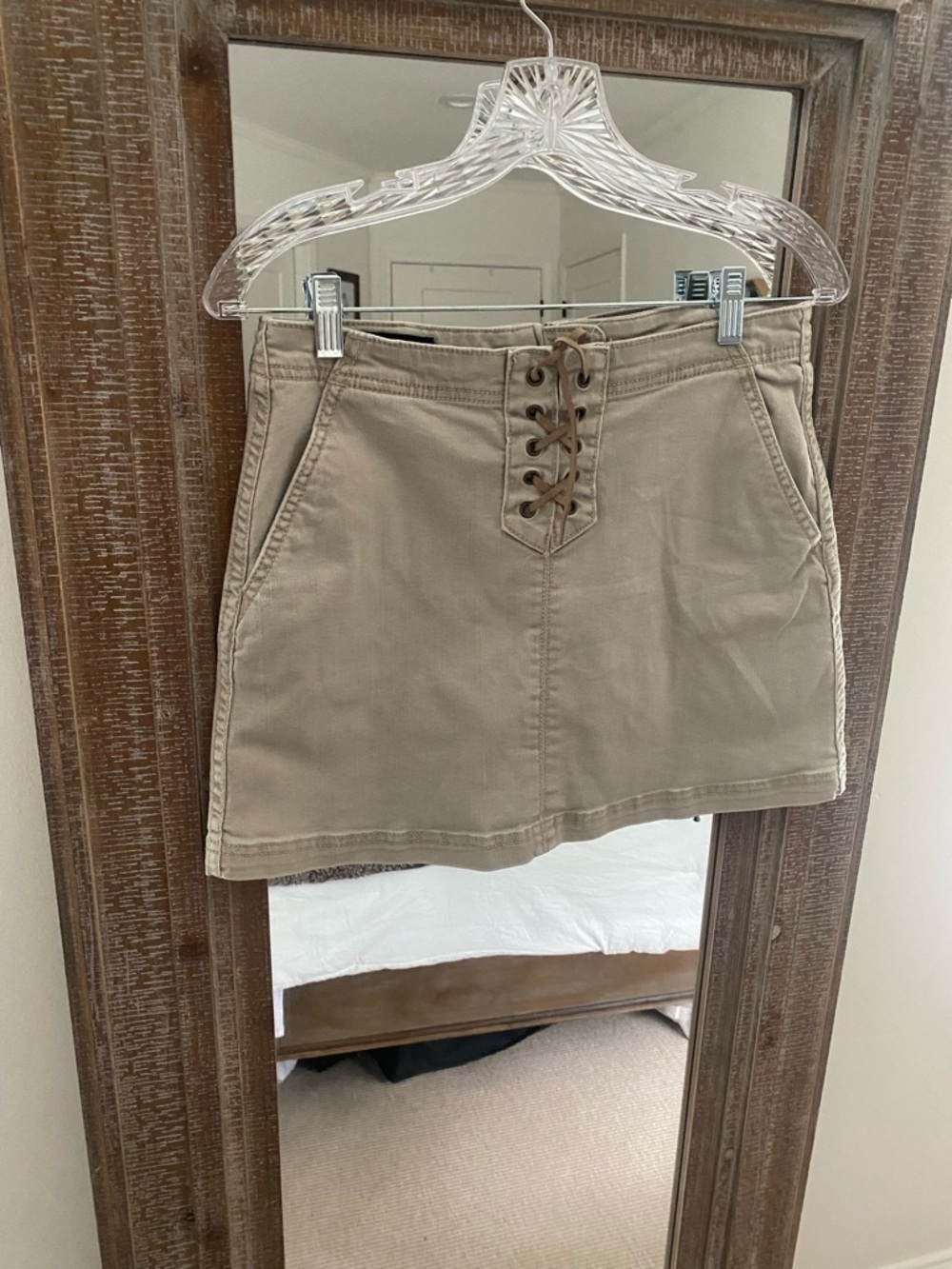 Aeropostale Lace-Up Mini Skirt in Khaki/Tan